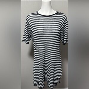 Eileen Fisher Striped Organic Linen Tunic Sweater Dress Size S Lightweight Knit